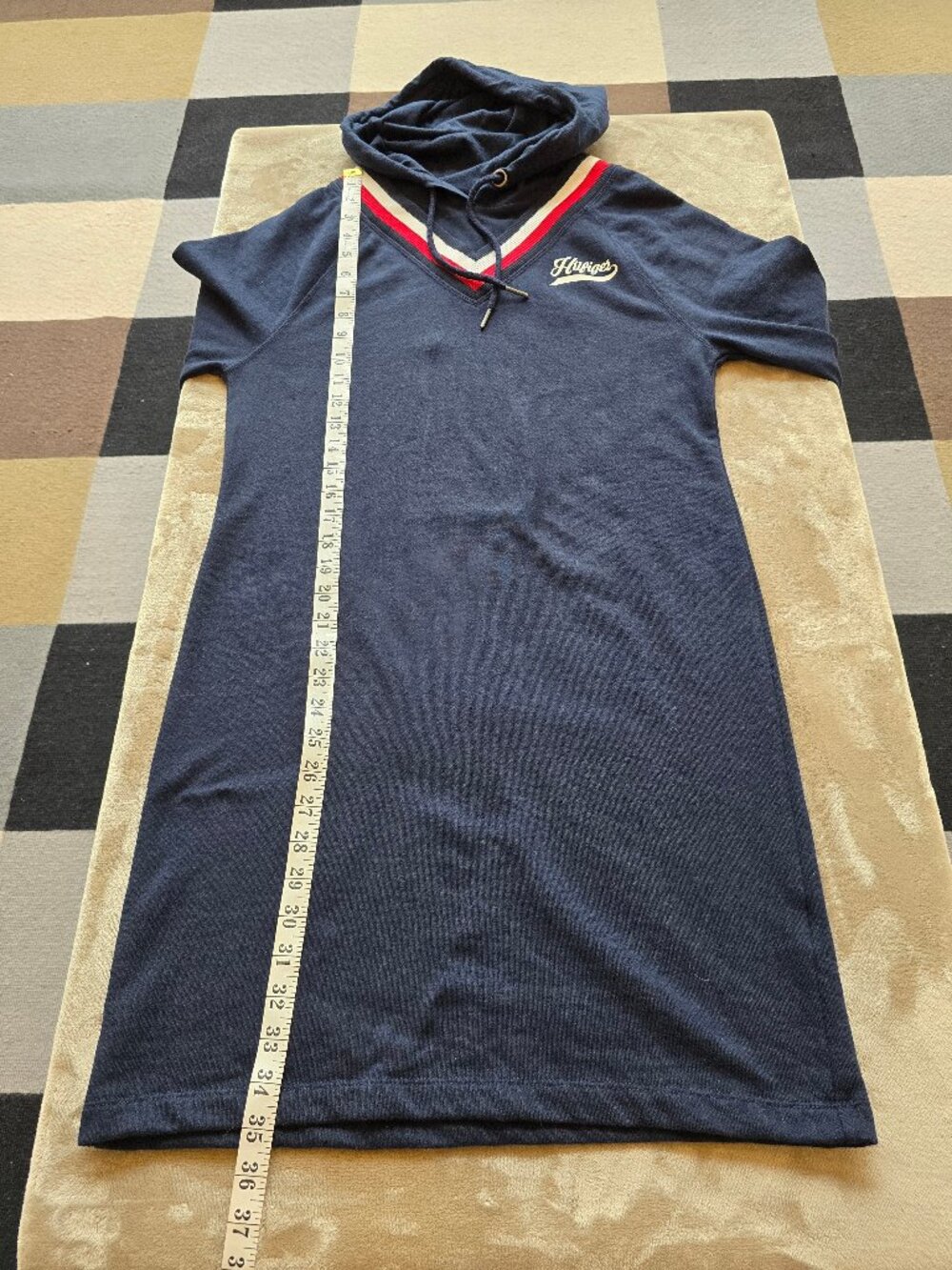 Tommy Hilfiger Navy Blue V-Neck Hoodie Dress - Women's Size Small (S/P)